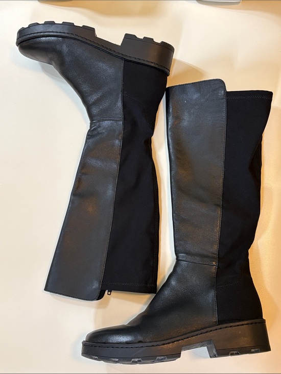 Born Shoes - Women's Black Leather & Stretch Knee Boot